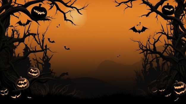 Spooky halloween border clipart Ai wygenerował ilustrację halloween w wysokiej rozdzielczości na białym tle