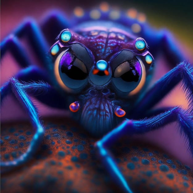 Spooky makro pajęczak przeszukiwania blisko w centrum uwagi kolorowe północy