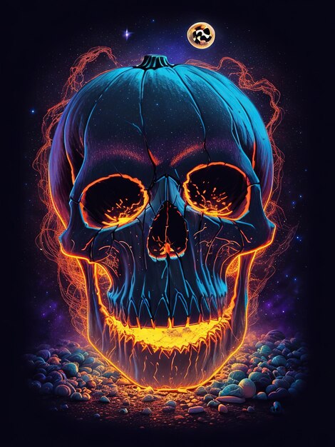 Zdjęcie spooky skull halloween pumpkin creepy delight for the night