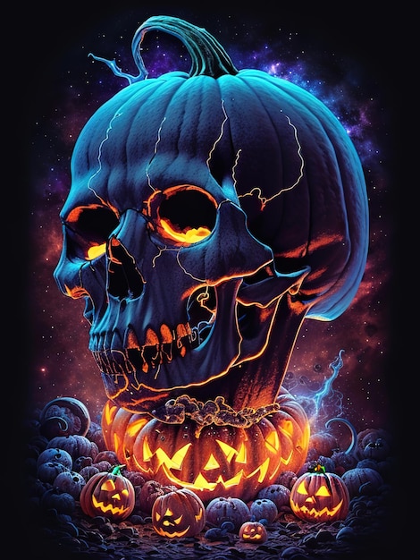 Spooky Skull Halloween Pumpkin Creepy Delight for the Night