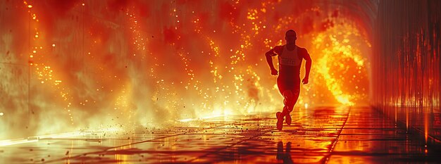 Zdjęcie sportowca w wyścigu na torze na świeżym powietrzu w stylu soczewki wylewane generatywne ai