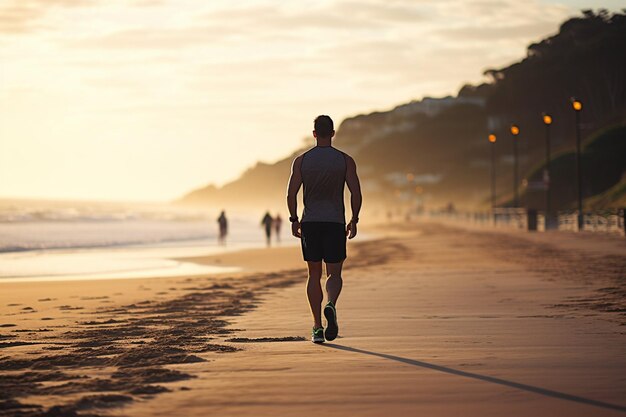 Sportowiec biegający na plaży
