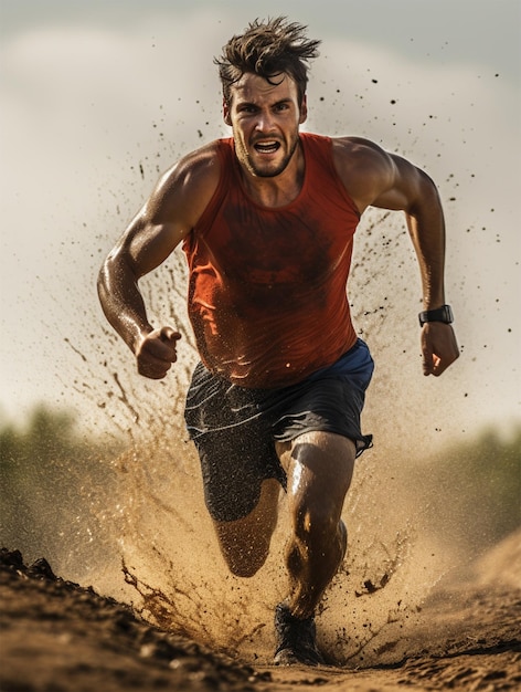 Zdjęcie sportowy człowiek biegający