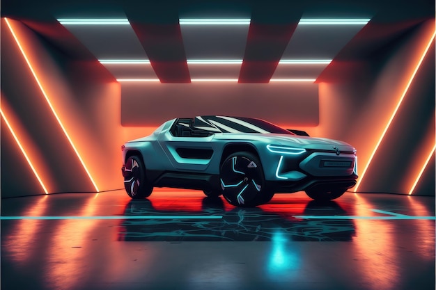 Sportowy samochód wyścigowy Neon zademonstrował innowacyjny showroom