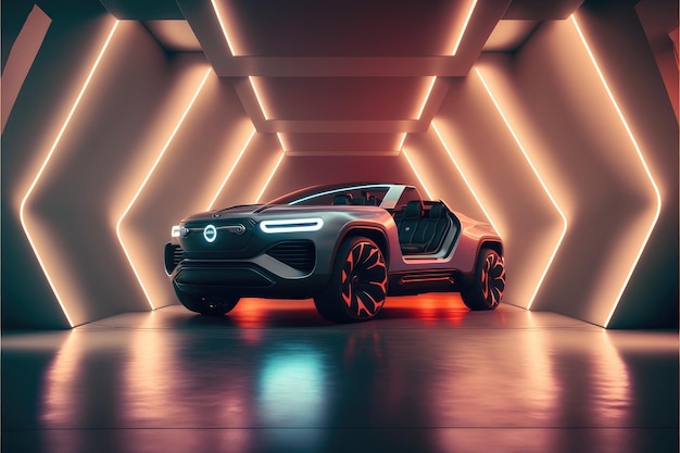 Sportowy samochód wyścigowy Neon zademonstrował innowacyjny showroom