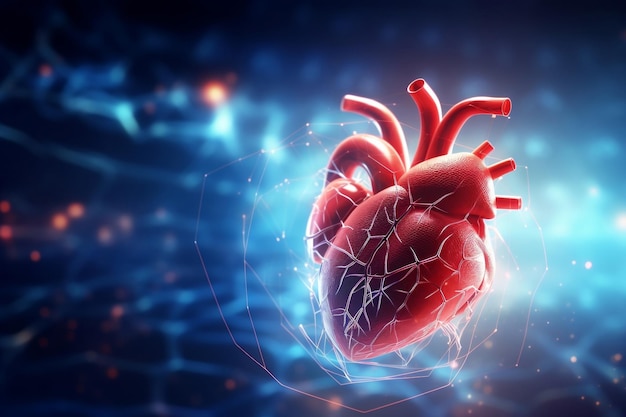 Spostrzeżenia kardiologiczne Obraz medyczny przedstawiający ludzkie serce i kardiogram wykonany przez generatywną sztuczną inteligencję