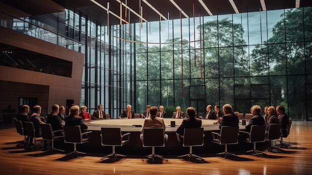 Zdjęcie spotkanie biznesowe przy okrągłym stole generatywnym ai