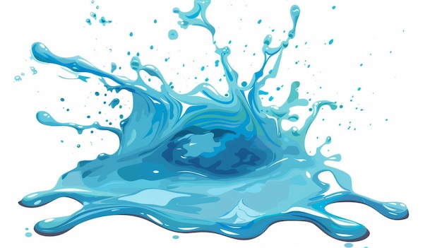 Sprayed aqua Wet blotch cool drop spilled fluid splatter element projektowy Izolowany płaski nowoczesna ilustracja