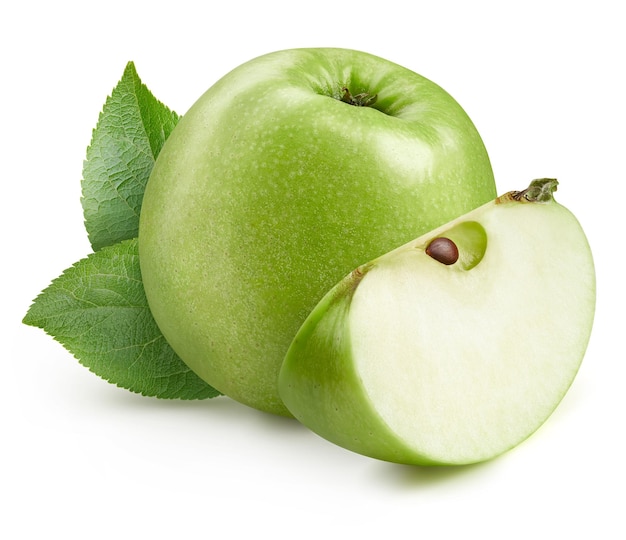 Spróbuj zielonego jabłka z liśćmi