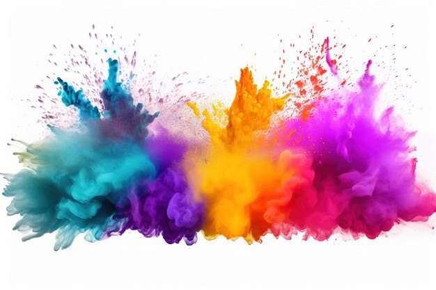 Sproszkowany kolor farby w okrągłej ramce Szablon karty banerowej Happy Holi Generative Ai