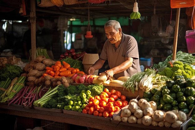 Sprzedawca założył stoisko w okolicy rynku warzyw