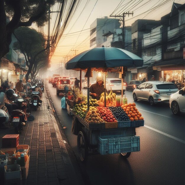 Sprzedawcy owoców w wózkach