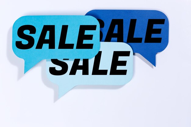 Sprzedaż, zakupy, oferta, mowa, bąbelki, komunikacja, koncepcja biznesowa