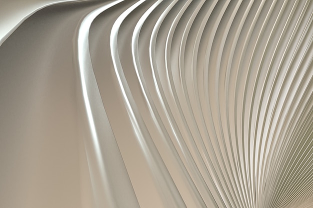 Srebrna abstrakcyjna ściana fala architektura abstrakcyjne tło renderowanie 3d, srebrne tło do prezentacji