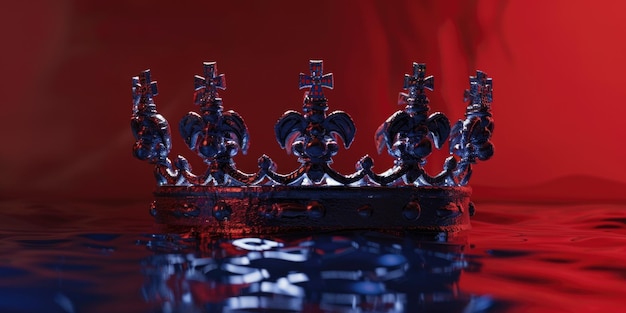Zdjęcie srebrna korona umieszczona na żywej czerwonej powierzchni idealna dla królewskich i eleganckich motywów