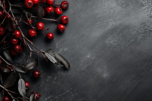 Srebrne gałęzie bożonarodzeniowe i czerwone jagody