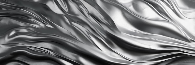 Srebrne tło gradientowe z teksturą stopionego ciekłego metalu Generative AI illustration