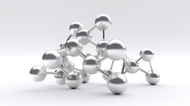 Srebrny model cząsteczki ze słowem molekularnym