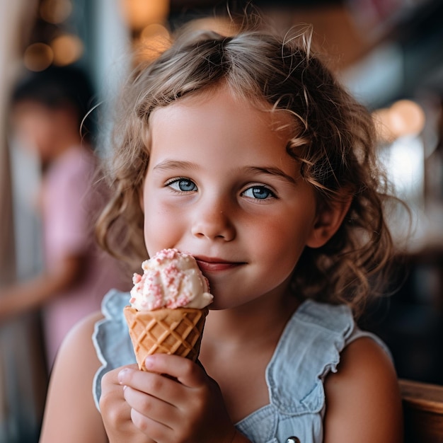 Średni chłopiec trzymający pyszne lody.