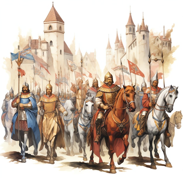 Średniowieczna ostentacja Średniowi fantasy akwarelowe