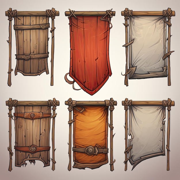 Zdjęcie Średniowieczne banery do menu gier fantasy