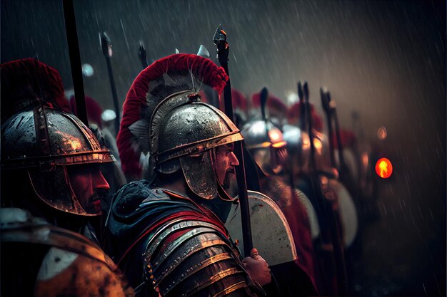 Zdjęcie Średniowieczni potężni rycerze przygotowują się do historycznej bitwy historyczna średniowieczna koncepcja