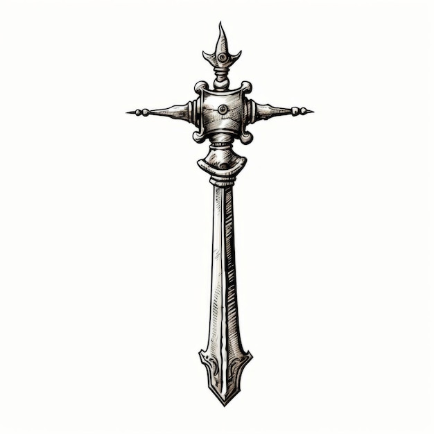 Średniowieczny gotycki ręcznie wyciągnięty miecz do użytku dekoracyjnego