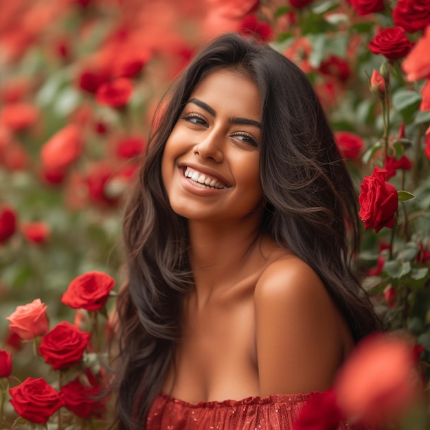 Sri Lanki kobieta otaczająca różami