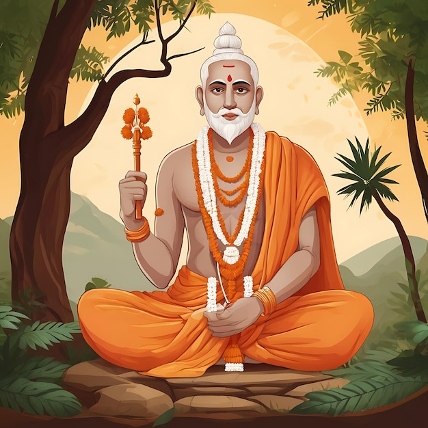 Sri Madhvacharya Jayanti płaska ilustracja