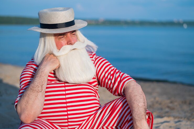 Zdjęcie środkowa część kobiety siedzącej na plaży