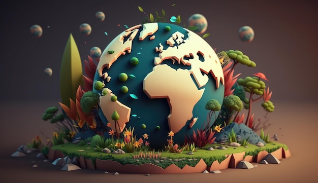 środowisko Earth Day planeta natura koncepcja z globusem ziemia zielonym naturalnym tłem