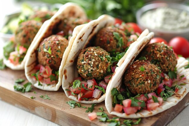 Zdjęcie Śródziemnomorskie delikatności falafel i hummus pita