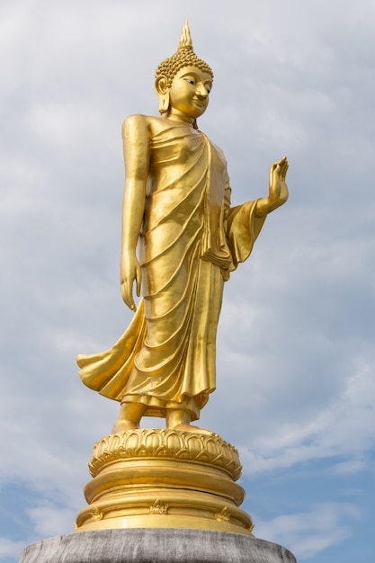 Stać Buddha statuę w niebieskim niebie