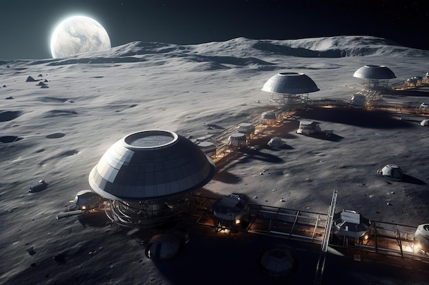 Stacja Kosmiczna Na Powierzchni Księżyca Generatywna Sztuczna Inteligencja