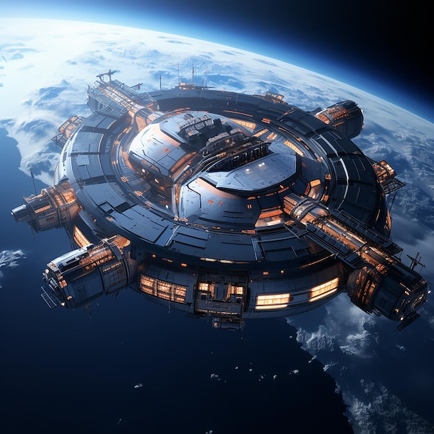 Zdjęcie stacja kosmiczna renderowana w 3d