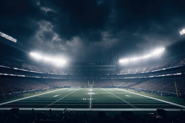 Zdjęcie stadion piłkarski nocą generative ai