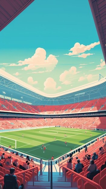 Zdjęcie stadion piłkarski w stylu retro generative ai