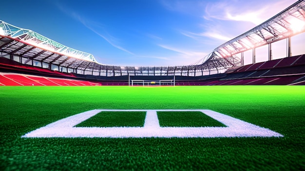 Stadion piłkarski z białą linią z napisem „futbol”.