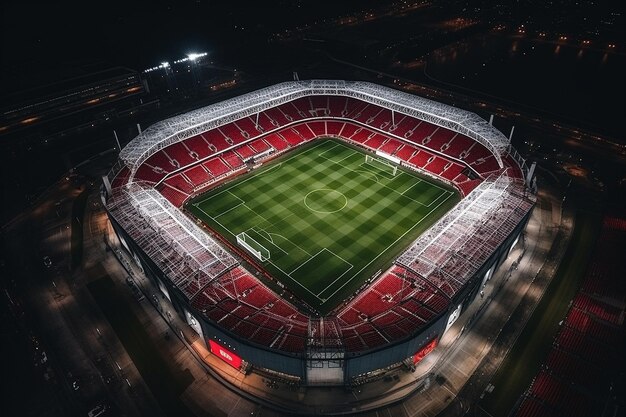 Zdjęcie stadion piłkarski z perspektywy drona