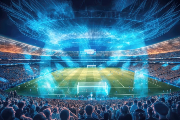 Stadion piłkarski z siecią 5G, która zapewnia transmisję na żywo meczów