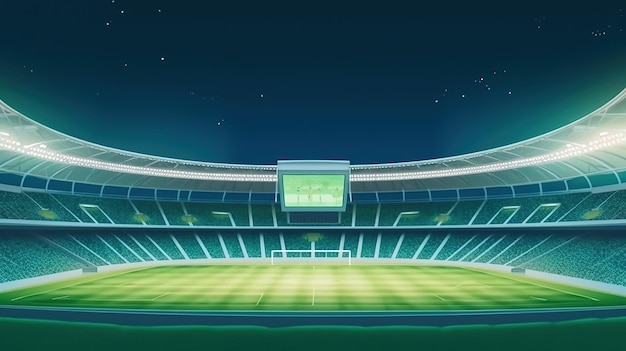 Stadion piłkarski z tablicą wyników i tablicą wyników
