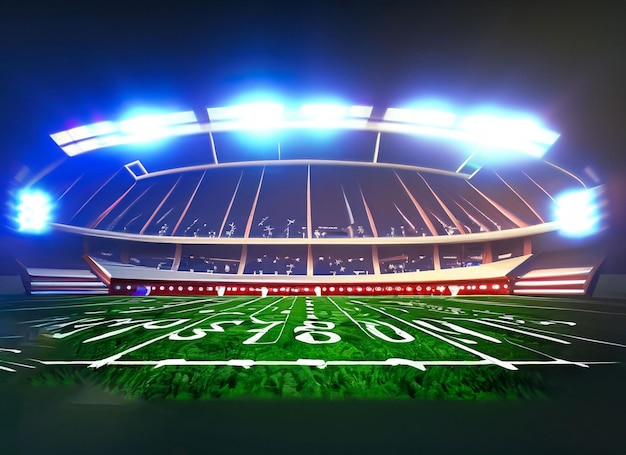 Zdjęcie stadion piłki nożnej w odtwarzaniu promieniami światła