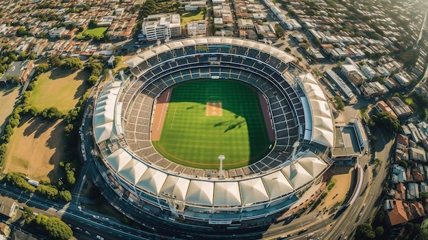 Stadion sportowy z góry na dół napowietrznych Antena w parku Forrest