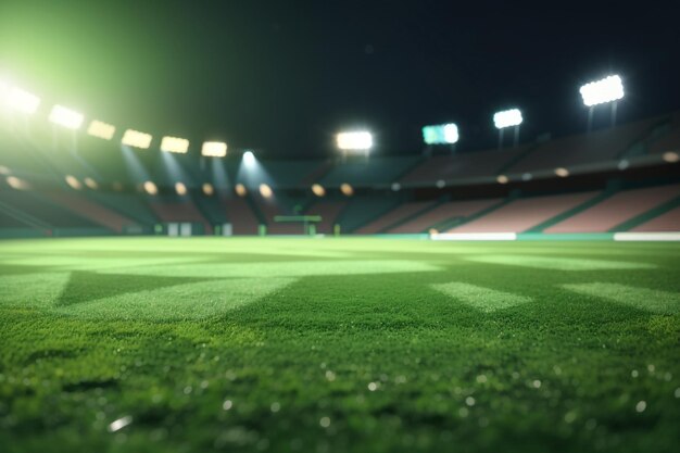 Zdjęcie stadion universal grass field oświetlony światłami stadionu sportowego