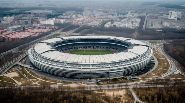 Stadion z białym dachem i dużym białym dachem.