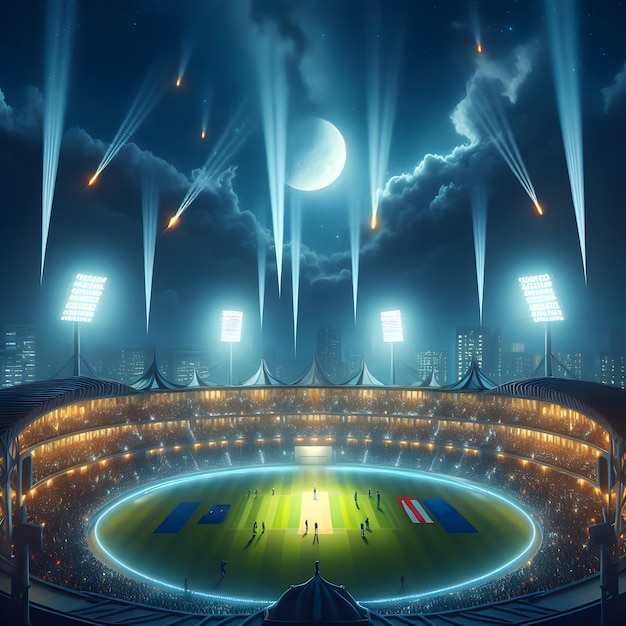 Zdjęcie stadion z pełnym księżycem w nocy