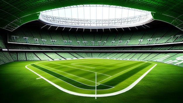 Stadion z zielonymi siedzeniami i zielonymi siedzeniami z napisem „tokio 2020”