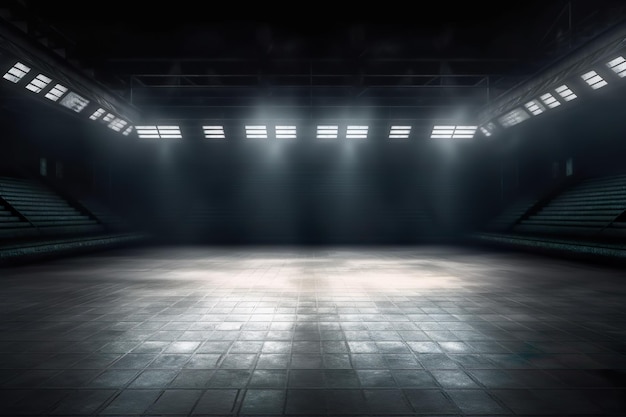 Stadion ze światłami w tle do wyświetlania generatywnej sztucznej inteligencji