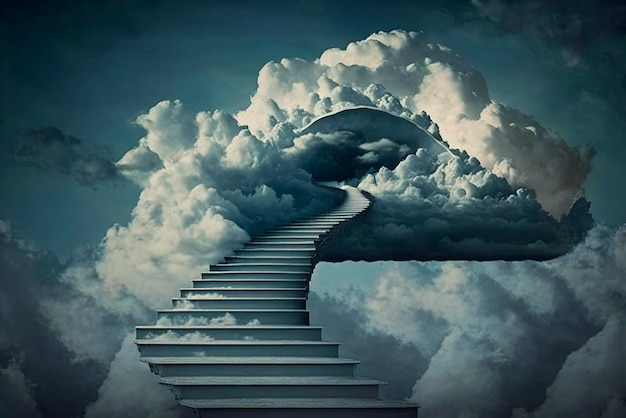 Stairway to Heaven schody prowadzące do pochmurnego nieba wejście do nieba