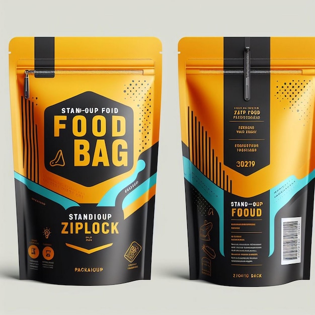 Zdjęcie stand-up food ziplock bag packaging mockup ai generowany